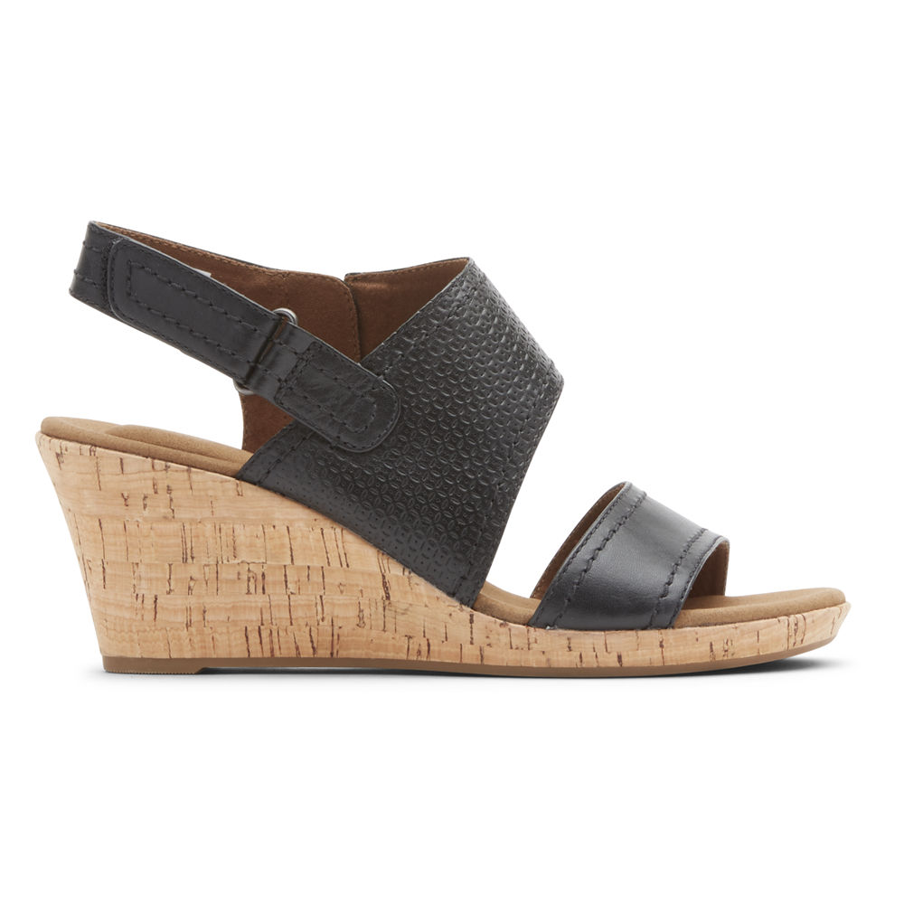 Rockport Sandals For Womens Black - Briah Asymmetrical 2-Piece - LO9215746